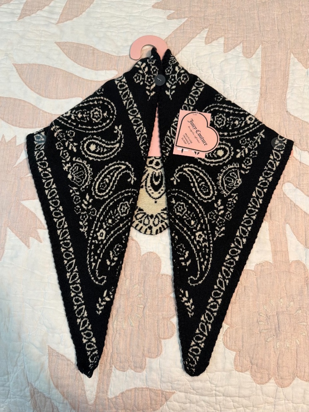 NWT - Juicy Couture Paisley Multi-Use Triangle Knit Scarf